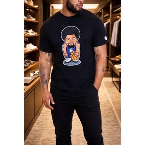 Dr J‎ Julius Erving Mens 3XL Black Graphic T-Shirt Basketball Afro Cartoon New